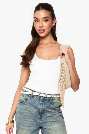 Double Layer Scoop Neck Bodysuit white