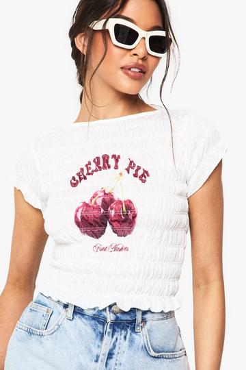 Shirred Cherry Pie Printed Baby T-Shirt white