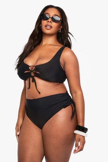 Plus Padded Lace Up Bikini Top black