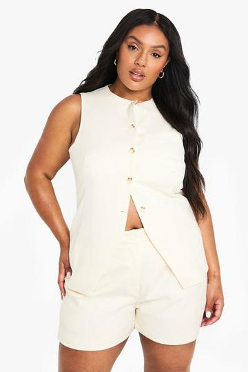Plus Getailleerde Long Line Gilet lemon