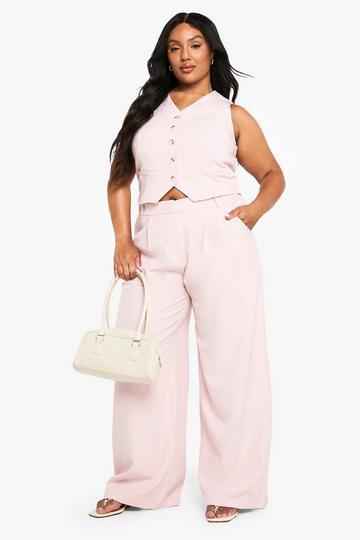 Plus Tailored Wide Leg Trouser pink