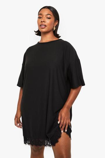 Plus Oversized T-Shirtjurk Met Kanten Zoom black