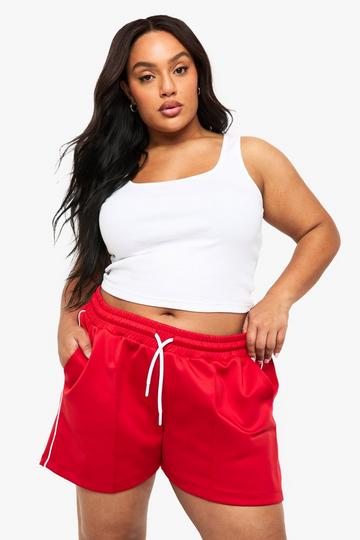 Plus Tricot Side Stripe Shorts red