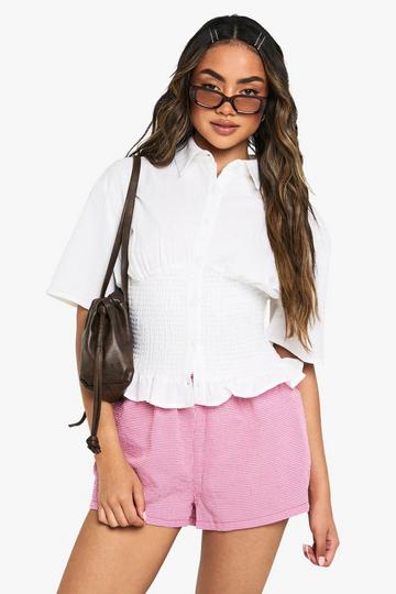 Linen Shirred Shirt white