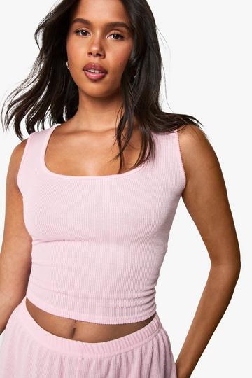 Mix & Match Zacht Geribbeld Hemdje Met Lage Ronde Hals pale pink