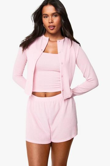 Zachte Geribbelde Mix & Match Cardigan Met Knopen pale pink