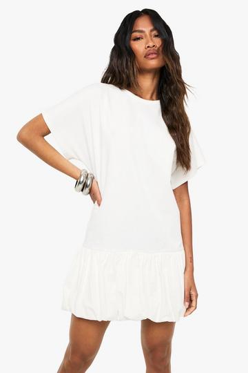 Puffball T-Shirt Dress white