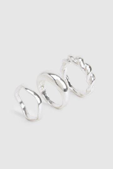 Dikke Zilveren Ringen (3 Stuks) silver
