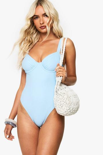 Maillot de bain une pièce à décolleté plongeant powder blue