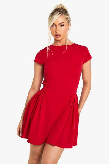 Textured Volume Skirt Mini Dress red