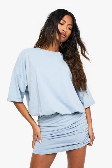 Ruched T-shirt Mini Dress powder blue