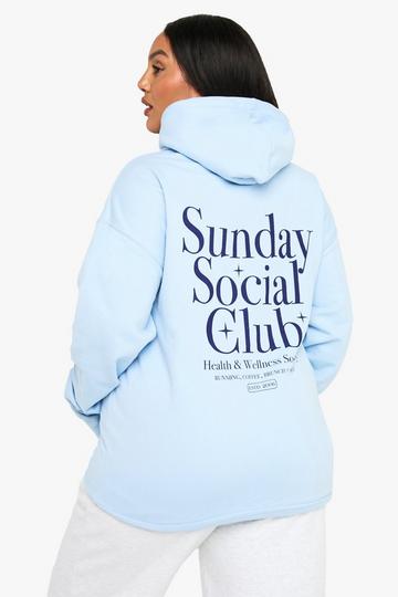 PLUS SUNDAY SOCIAL CLUB OVERSIZED HOODIE baby blue