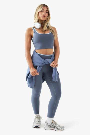 Super Zachte Dsgn Studio Sports Leggings Met Hoge Taille En Contrasterende Biezen blue