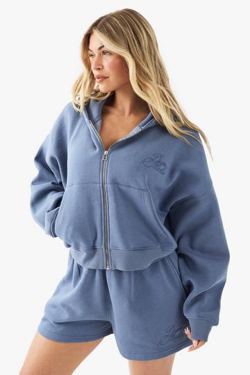 Dsgn Studio Korte Boxy Vest Met Contrasterende Tekst blue