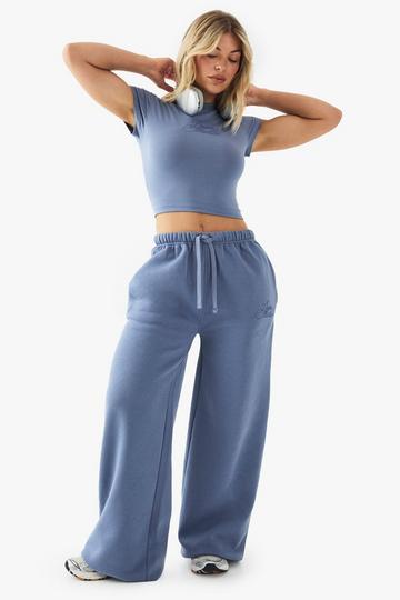 DSGN Studio Contrast Script Straight Leg Jogger blue