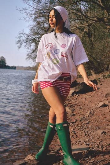 Sealife Printed Oversized T-shirt white