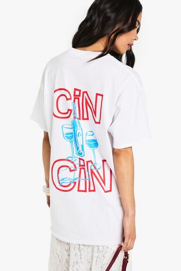 Cin Cin Oversized Back Print T-shirt white