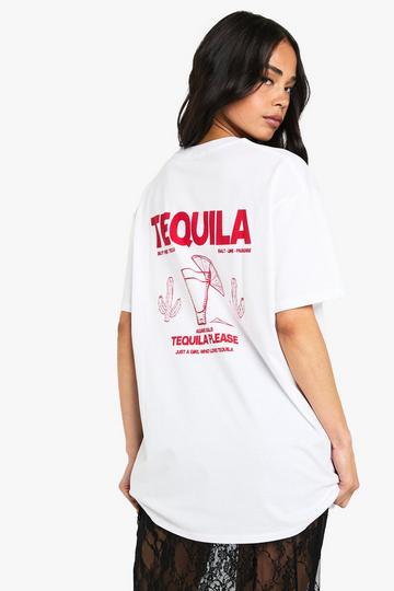 TEQUILA OVERSIZED BACK PRINT OVERDYED TSHIRT white