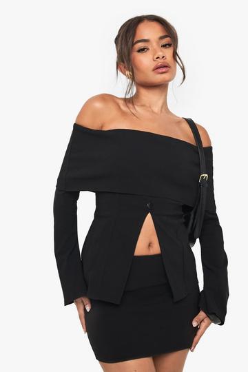 Bengaline Long Line Bandeau Vest Met Haakjes black