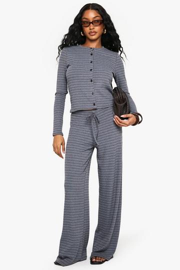 Striped Jersey Wide Leg Trouser chocolate