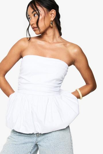 Bengaline Bandeau Puffball Top white