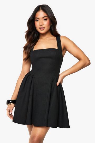 Petite Fitted Skater Dress black