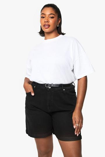 Plus Boyfriend Denim Short true black