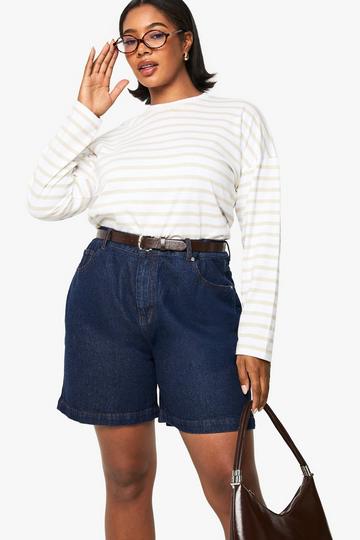 Plus Boyfriend Denim Short indigo