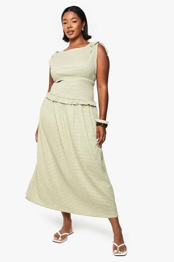 PLUS SHIRRED WAIST MIDAXI DRESS sage