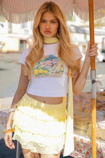 Positano Italia Embellished Beaded Printed Fitted T-Shirt white