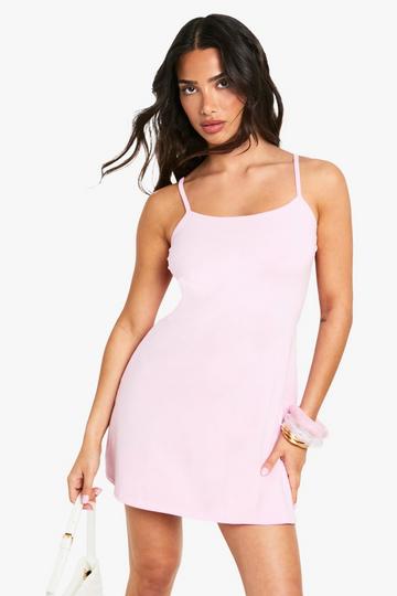 Petite Cotton Strappy A-Line Mini Dress baby pink