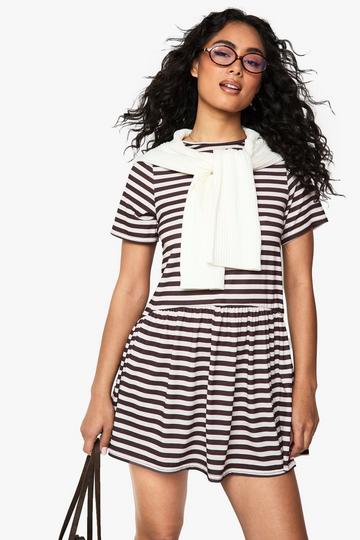 Stripe Oversized T-shirt Smock Dress chocolate