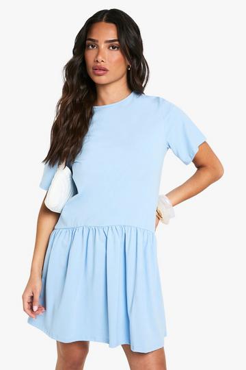 Petite Cotton Oversized T-shirt Smock Dress powder blue