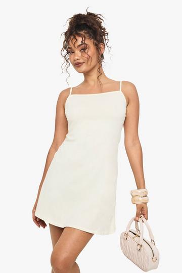 Cotton Strappy A-Line Mini Dress lemon