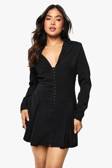 Petite Getailleerde Blazer Jurk Met Geplooide Taille En Haakjes black
