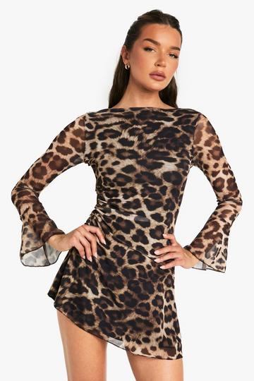 Multi Leopard Mesh A-Line Mini Dress