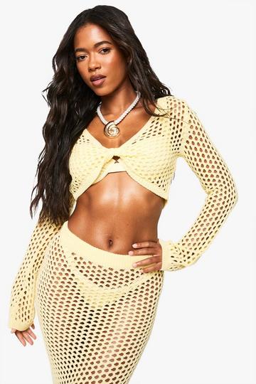 Gehaakte Gedraaide Gebreide Strand Top lemon