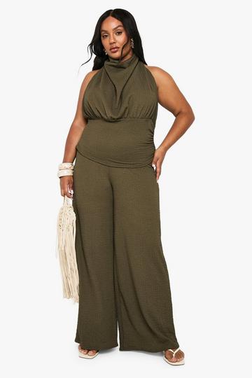 Plus Textured Single Channel Trouser khaki