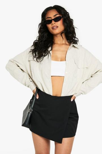 Tailored Wrap Front Mini Skort black