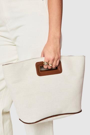 Linen Structured Cross Body Bag natural