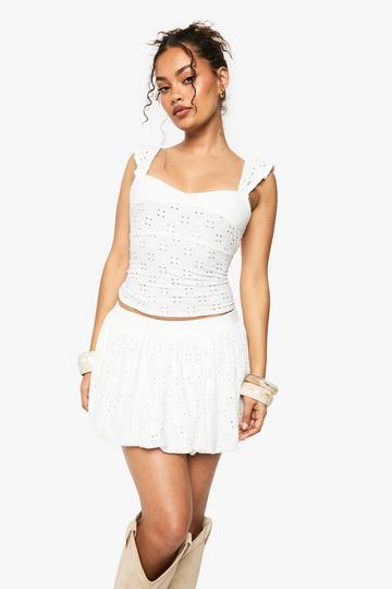 Mouwloze Broderie Milkmaid Top white