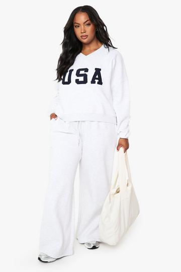 Plus Wide Leg Joggers ash grey