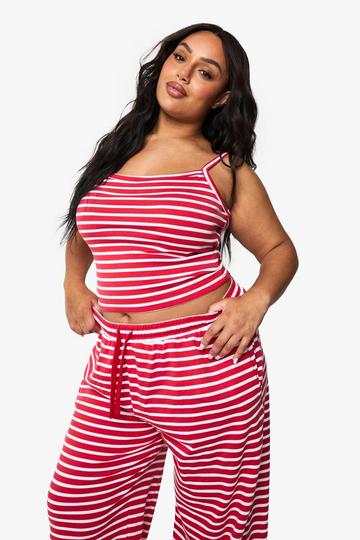 Plus Stripe Strappy Top red