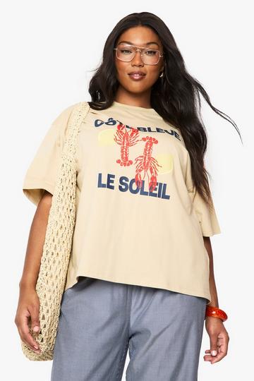 Plus Lobster Graphic Oversized T-Shirt sand
