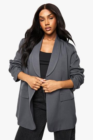 Plus Woven Double Breasted Oversized Blazer grey