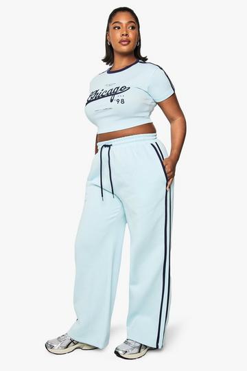 Plus Side Stripe Wide Leg Jogger baby blue