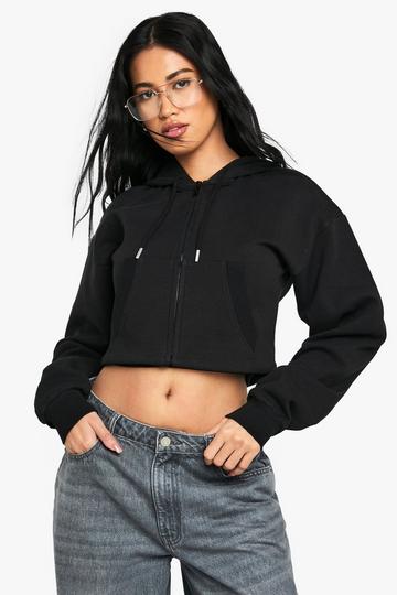 Kort Interlock Vest Met Capuchon black