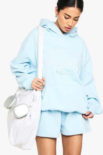 Geborduurd Miami Trainingspak Met Hoodie En Shorts blue