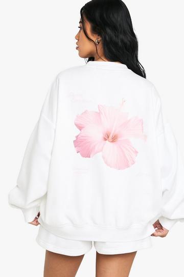 Bloemen Trainingspak Met Rugopdruk En Shorts white
