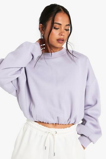 Bubble Hem Cropped Sweatshirt lilac